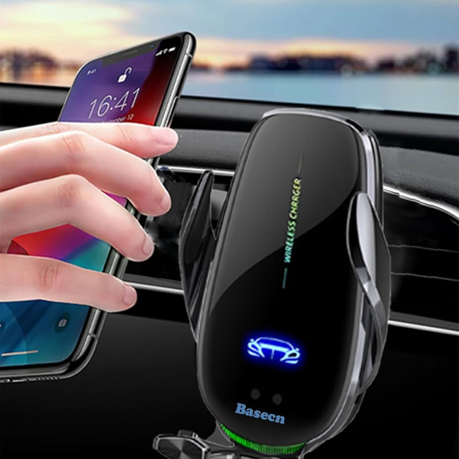 15W Fast Wireless Phone Charger & Auto-Clamping Car Holder - Perfect for Office, Kitchen & More!