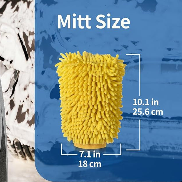 Premium Microfiber Car Wash Mitts - 2 Pack in Blue & Yellow for a Spotless Shine