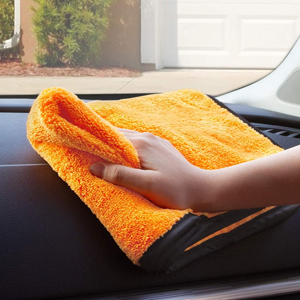 Premium Microfiber Towels - 6 Pack, Dual-Sided for Ultimate Cleaning & Car Detailing, 15.7" x 23.6", Gold