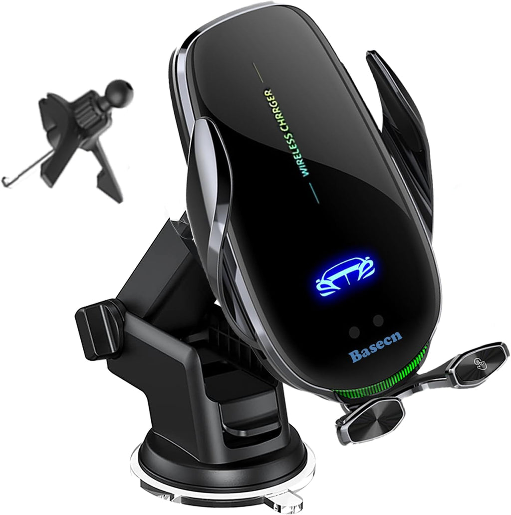 15W Fast Wireless Phone Charger & Auto-Clamping Car Holder - Perfect for Office, Kitchen & More!