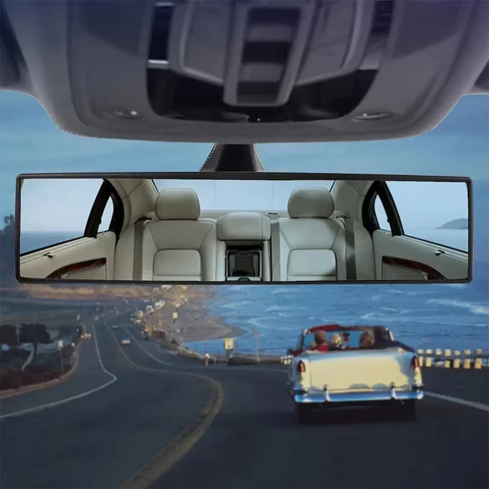 11.2*2.75Inches ABS+HD Mirror Large Panoramic Convex Car Extra Rear View Mirror Wide Angle Clip on Compatibility Accesorios Para