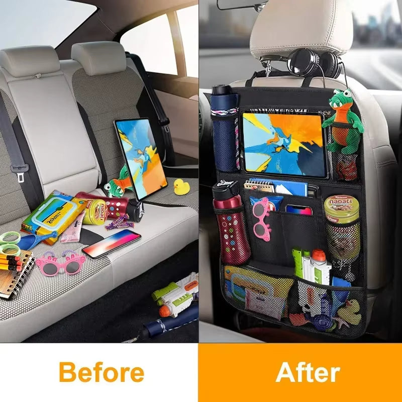Car Backseat Organizer with Tablet Holder - Multi-Pocket Storage & Seat Protector for Kids/Pets