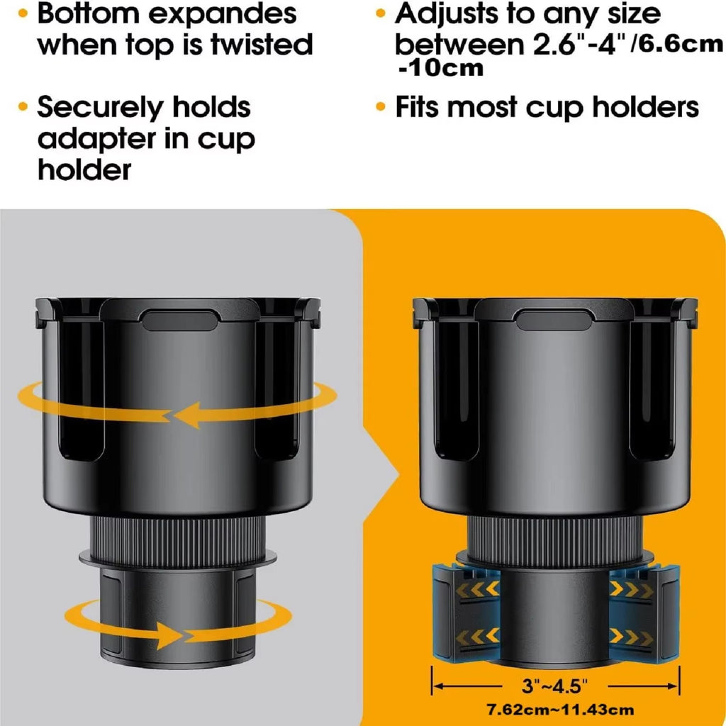 Car Cup Holder Expander Cupholder Adapter Multipurpose Auto Interior Expandable Organizer Storage Accessories with Phone Holder