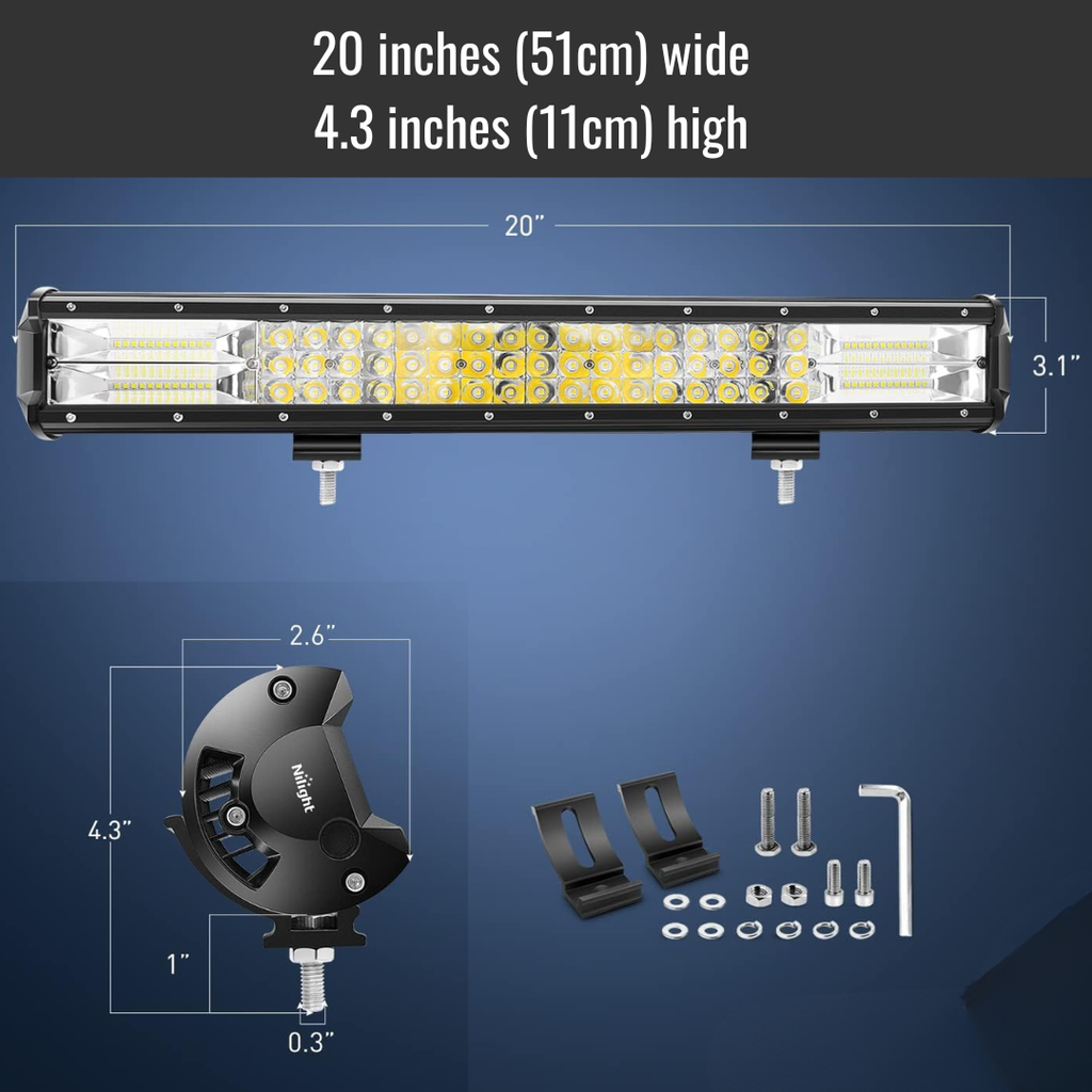 20Inch 288W Triple Row LED Light Bar Flood Spot Combo