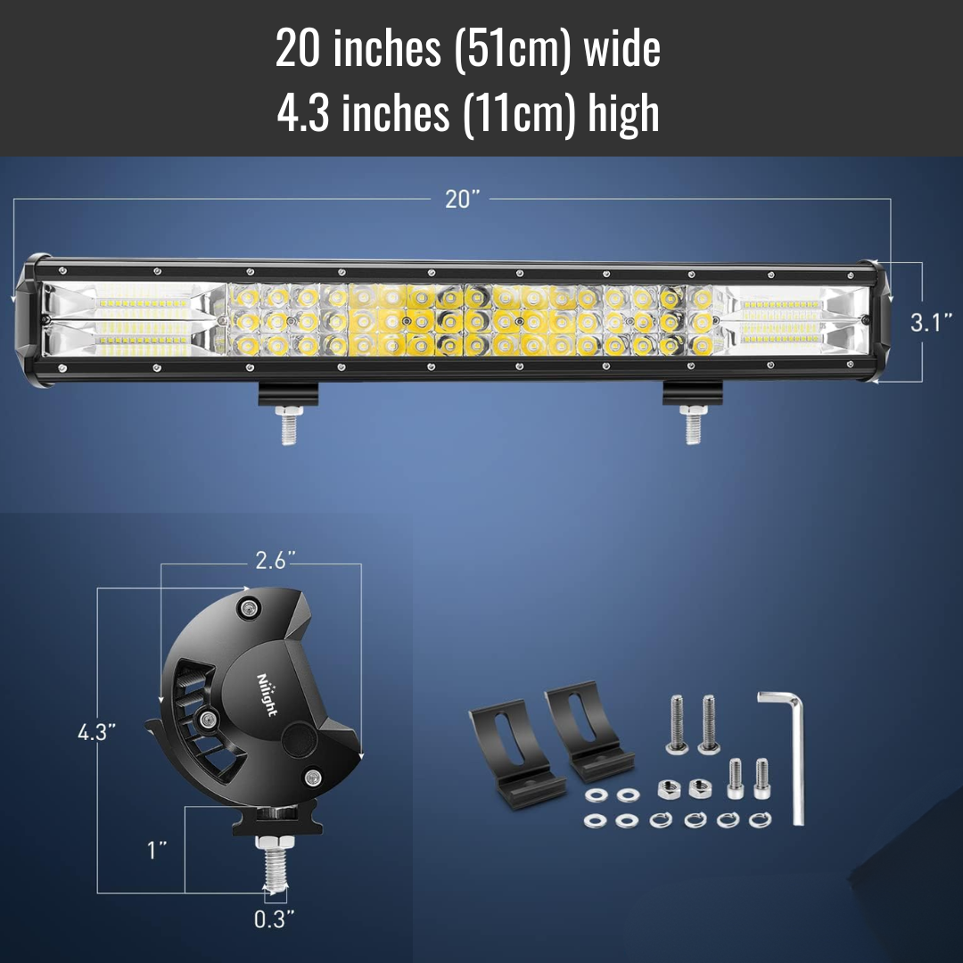 20Inch 288W Triple Row LED Light Bar Flood Spot Combo