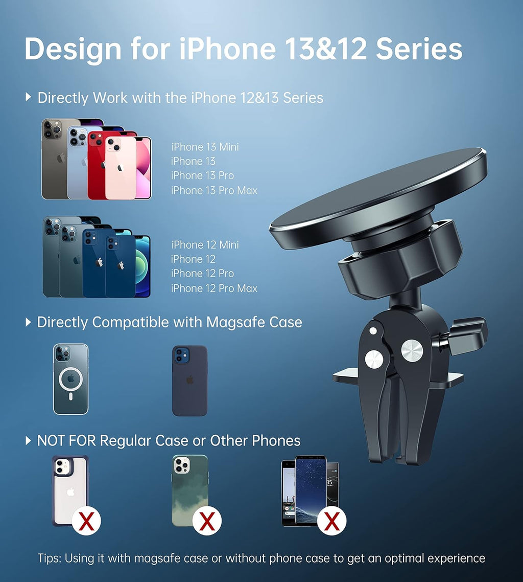 Magnetic Car Mount Holder, Portable Electronic Device Mount for Iphone 15, 14, 13, 12 Pro Max Mini Plus, All Phones & Cases