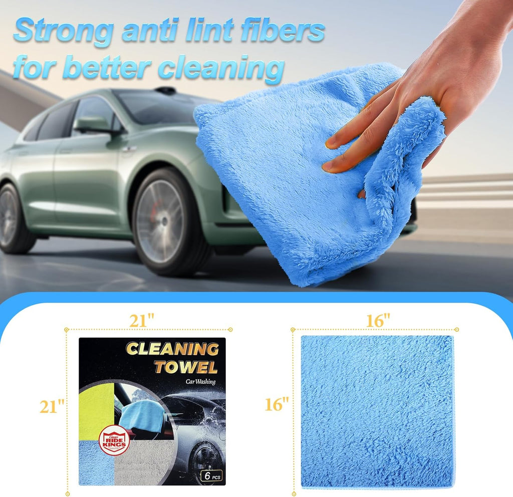 Car Wash Towels,Upgraded 450Gsm Ultra-Thick,Micro Fiber Towels for Car and Home Polishing Washing & Detailing,Car Cleaning Interior Microfiber Rags 16"X16"|Blue 3-Pack