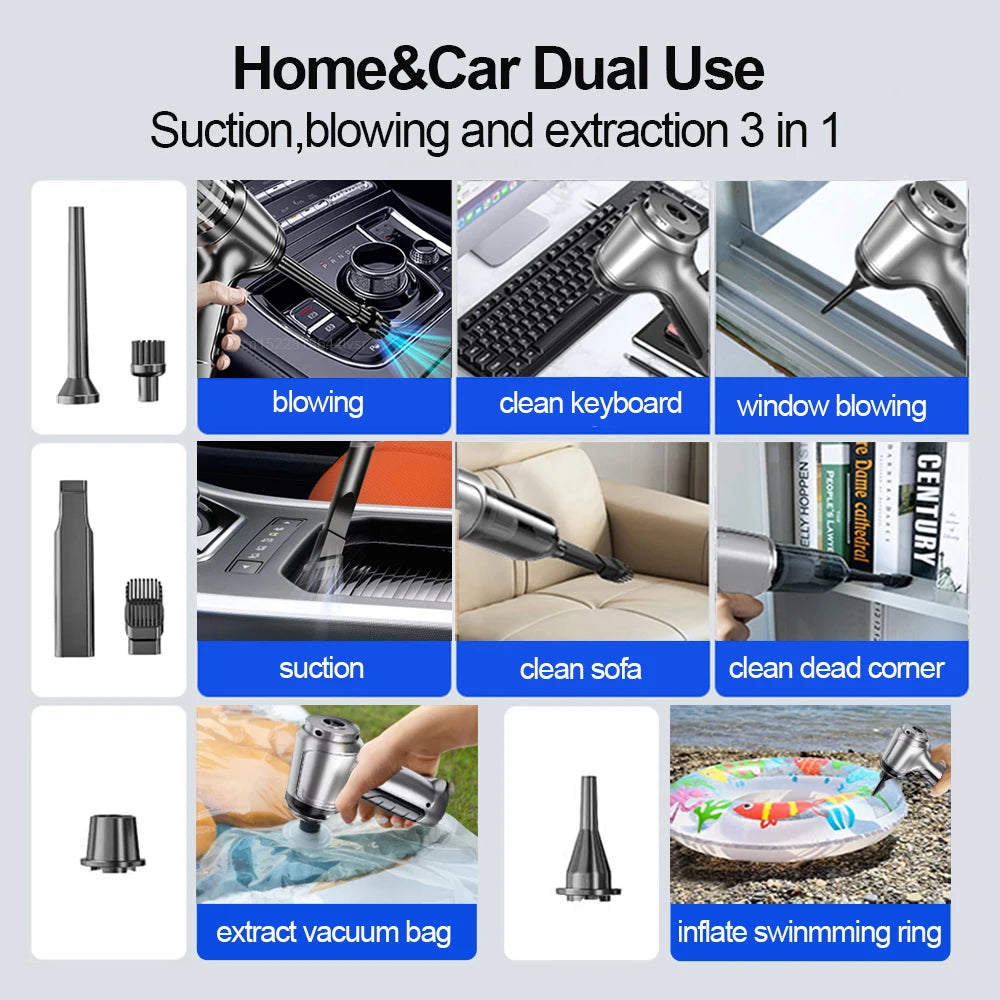Car Vacuum Cleaner 95000PA High Power Wireless Handheld Vacuum Cleaner Cordless Powerful Hand Vacuum Cleaner Blower for Car Home