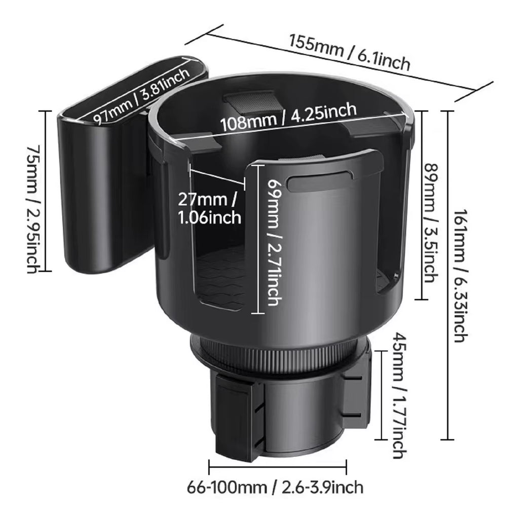 Car Cup Holder Expander Cupholder Adapter Multipurpose Auto Interior Expandable Organizer Storage Accessories with Phone Holder