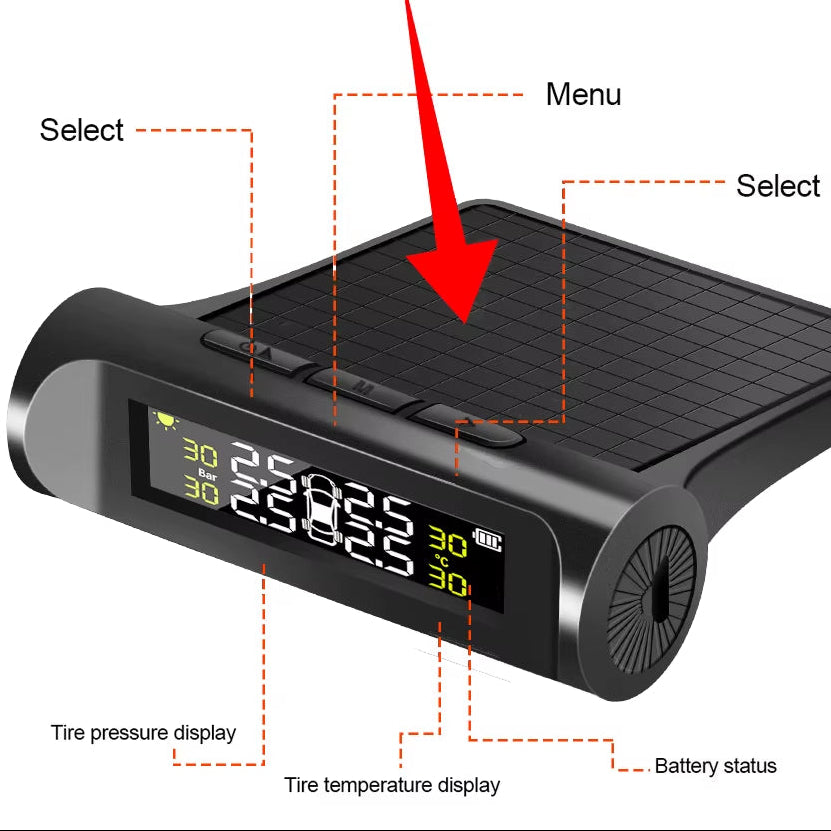 Tire Pressure Monitoring System Temperature Warning New C External Battery Version Sensors Solar TPMS Car Tyre Pressure Monitor