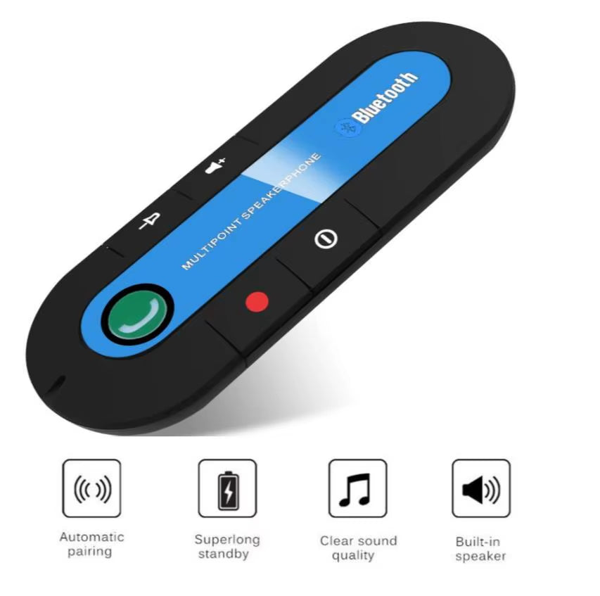 Hot Sale Wireless Handsfree Car Bluetooth Kit 4.1 Sun Visor Bluetooth Speaker Speakerphone MP3 Music Player Car Charger